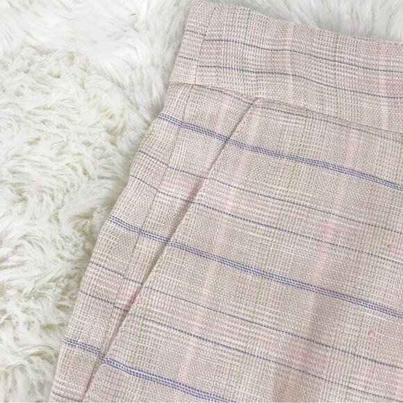 RAILS Ilena Linen Trouser Shorts High Waist‎ Sand Check Cream Plaid Size 12 New - Picture 7 of 16